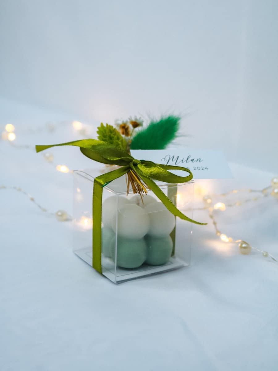 Marturii Botez lumanare Bubble - cutie transparenta - imagine 14